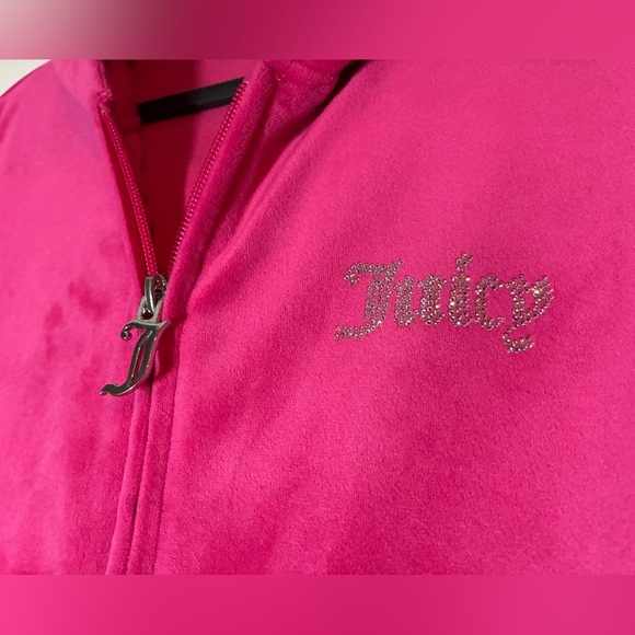 Juicy Couture | Bling Velour Full Zip Hoodie in Free Love Pink Size Medium - Picture 4 of 6